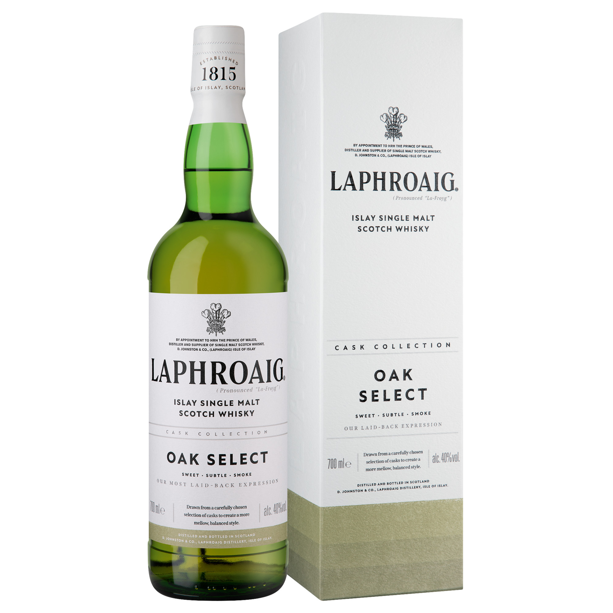 Laphroaig Select Islay Single Malt, Scotch Whisky, 0,7 L, 40% Vol., Schottland, Spirituosen D. Johnston & Company (Laphroaig) Ltd, Springburn Bond, Carlisle St, Glasgow G21 1EQ, Scotland Hawesko DE